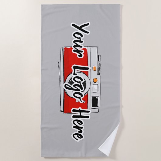 会カスタム社のロゴ独自のビジネスロゴ灰色を使用 ビーチタオル (正面)