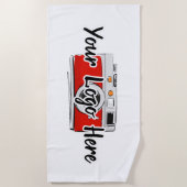 会カスタム社のロゴ自社のビジネスロゴ白 ビーチタオル (正面)