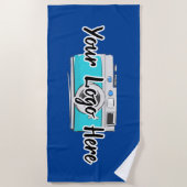 会カスタム社のロゴ自社のビジネスロゴ青 ビーチタオル (正面)