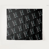 会カスタム社ロゴ斜め黒の背景 タペストリー (正面(横))