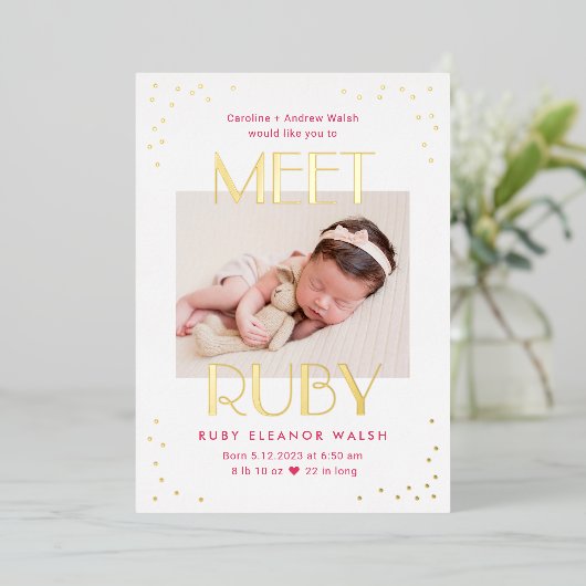 会ベビーフォイルモダンベビー誕生の発表 箔シーズンカード (立ち正面)