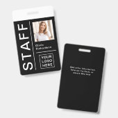 会モダン社スタッフのID|黒の写真とロゴ バッジ (正面＆裏面)