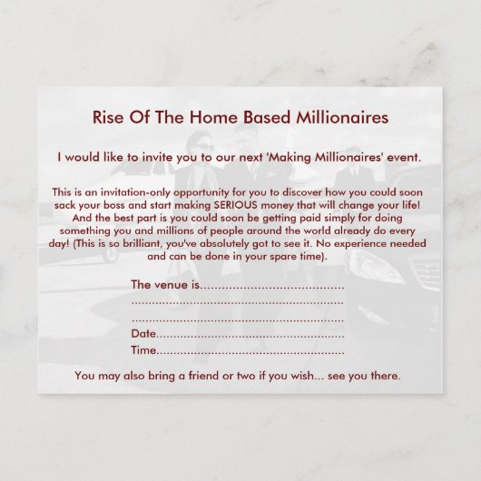 会合か機会の招待状の郵便はがき インビテーションポストカード (裏面)