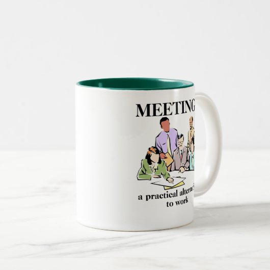 会合のオフィスのユーモアの仕事場のおもしろマグカップ ツートーンマグカップ (正面右)