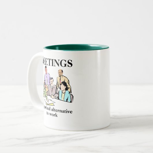 会合のオフィスのユーモアの仕事場のおもしろマグカップ ツートーンマグカップ (正面左)