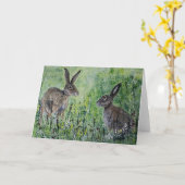 会合場所のブランクの挨拶状の組のノウサギ カード (黄色い花)