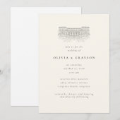 会場イラスト クラシックな優雅さ ウェディング 招待状 (正面/裏面)