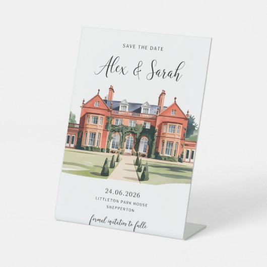 会場日付カードの結婚会場を保存 台座サイン (正面)