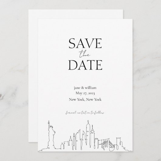 会場 Save the Date - ニューヨークシティ 招待状 (正面/裏面)