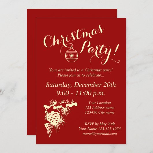 会社のための企業のなクリスマスのパーティの招待状 招待状 (正面/裏面)