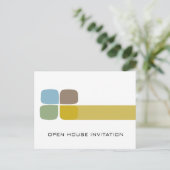 会社のオープンハウスの招待状 インビテーションポストカード (スタンド正面)