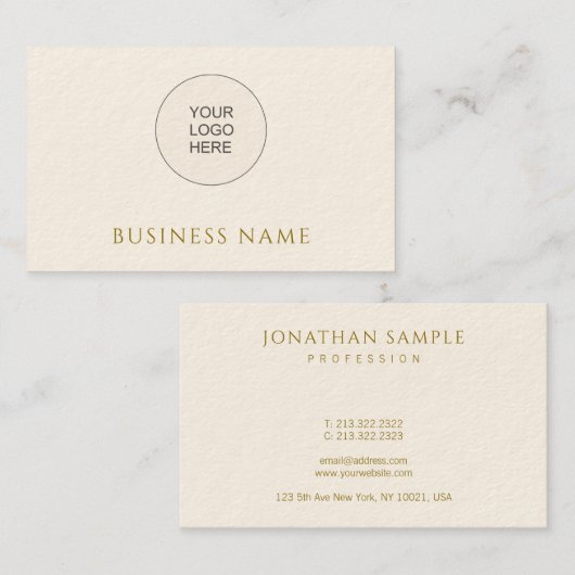 会社のカスタムロゴをここに追加金ゴールド文字テンプレート 名刺 (正面/裏面)