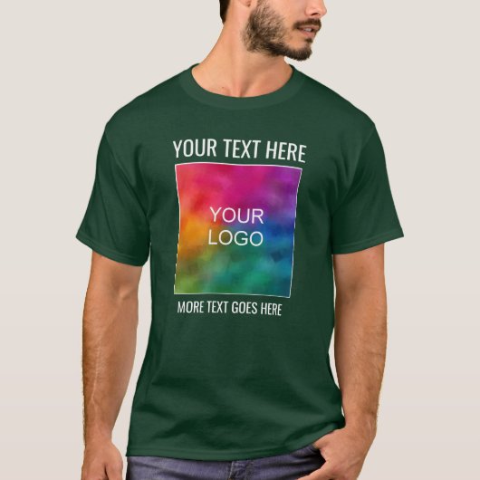 会社のカスタムロゴをアップロードするMens Forest Green Tシャツ (正面)