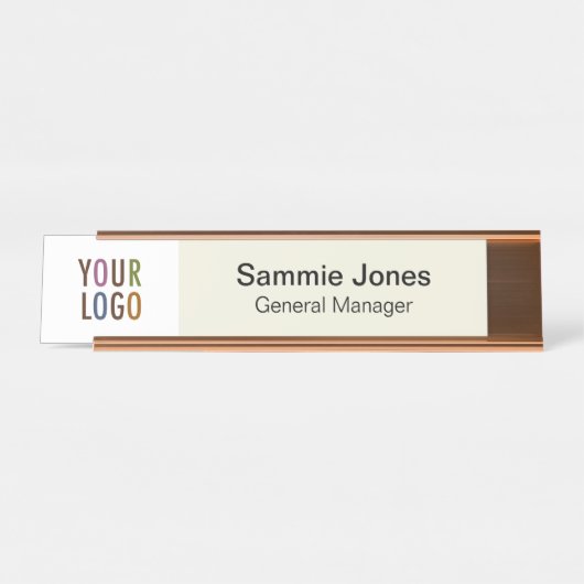 会社のカスタムロゴを使用した名前の変更プレート デスクネームプレート (正面)