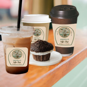 会社のカスタムロゴシックヴィンテージコーヒーブランドショップ スクエアシール