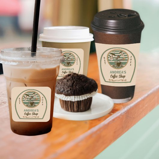 会社のカスタムロゴシックヴィンテージコーヒーブランドショップ スクエアシール