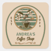 会社のカスタムロゴシックヴィンテージコーヒーブランドショップ スクエアシール (正面)
