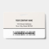 会社のカスタムロゴバーコード社員の写真ベージュ バッジ (裏面)