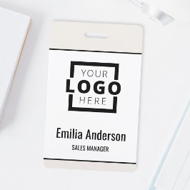 会社のカスタムロゴバーコード社員の写真ベージュ バッジ