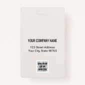 会社のカスタムロゴバーコード社員の写真ベージュ バッジ (裏面)