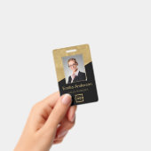 会社のカスタムロゴバーコード社員の写真金ゴールド バッジ (手持ち)