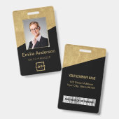 会社のカスタムロゴバーコード社員の写真金ゴールド バッジ (正面＆裏面)