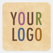 会社のカスタムロゴ付き角丸ステッカー スクエアシール (正面)