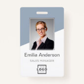 会社のカスタムロゴ従業員の写真ほこりっぽい青 バッジ (正面)