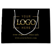 会社のカスタムロゴ |ブラックプロモーション ラージペーパーバッグ (正面)