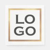 会社のカスタム金ゴールドフレーム付きロゴ スタンダードランチョンナプキン (正面)