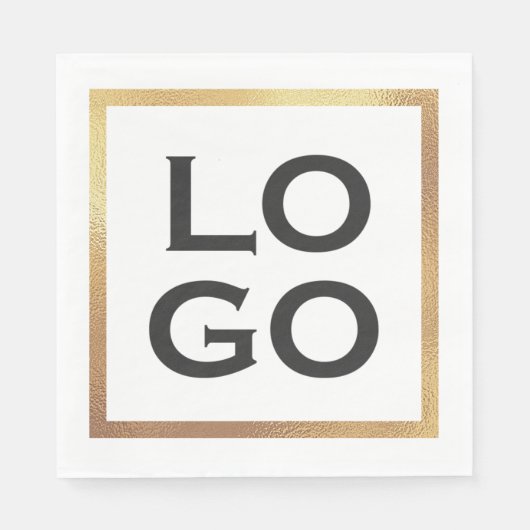 会社のカスタム金ゴールドフレーム付きロゴ スタンダードランチョンナプキン (正面)
