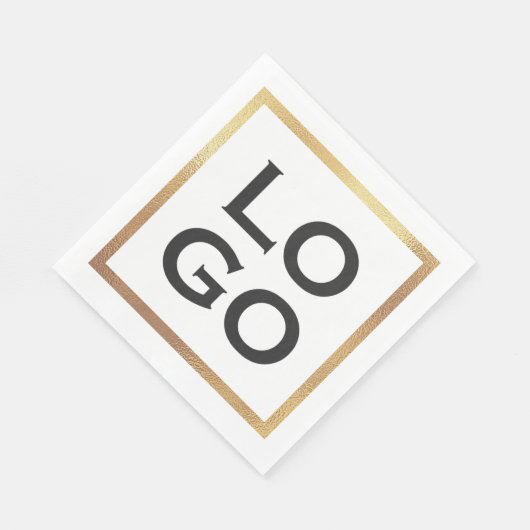 会社のカスタム金ゴールドフレーム付きロゴ スタンダードランチョンナプキン (角)