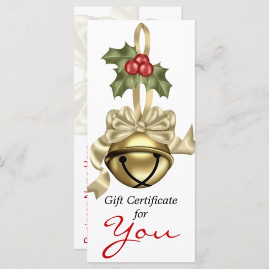 会社のギフト証明書金ゴールドベルタンリボン (正面/裏面)