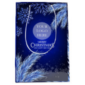 会社のクリスマスシーズンのロゴ ミディアムペーパーバッグ (正面)