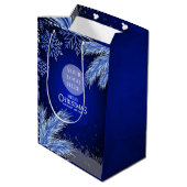 会社のクリスマスシーズンのロゴ ミディアムペーパーバッグ (裏面アングル)