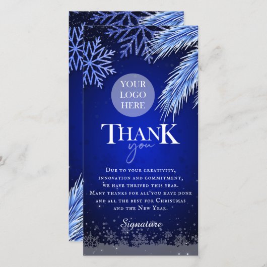 会社のクリスマスパーティーのロゴパーソナライズされた サンキューカード (正面/裏面)