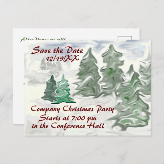 会社のクリスマスパーティー日付の保存芸術的 ポストカード (正面/裏面)