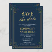 会社のクリスマスパーティー日付を保存する海軍 招待状 (正面/裏面)