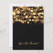 会社のクリスマスパーティー金ゴールドストリングライト 招待状 (裏面)