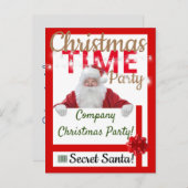 会社のクリスマス・パーティの赤いサンタの従業員のギフト インビテーションポストカード (正面/裏面)