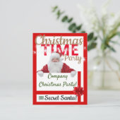 会社のクリスマス・パーティの赤いサンタの従業員のギフト インビテーションポストカード (スタンド正面)