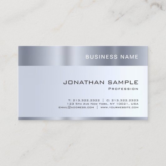 会社のシンプルテンプレートシルバー独自の作成 名刺 (正面)