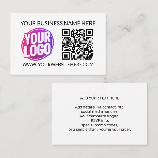 会社のチームロゴとQRコードとテキスト 名刺 (正面/裏面)