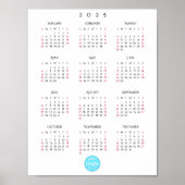 会社のパーソナライズされたビジネスロゴ2025カレンダー ポスター (正面)