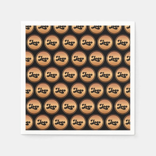 会社のビジネスカスタム金ゴールドロゴパターンの追加 スタンダードカクテルナプキン (正面)