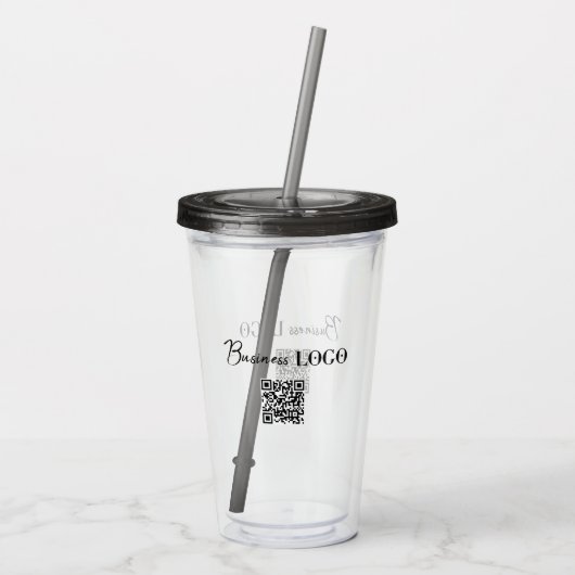 会社のビジネスロゴとQRコード アクリルタンブラー (裏面)