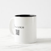 会社のビジネスロゴとQRコード ツートーンマグカップ (正面左)