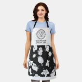 会社のビジネスロゴのプロモーション用オーキッドブラック エプロン (着用した状態)