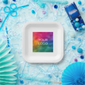 会社のビジネスロゴをここにアップロード文字 カスタム ペーパープレート (パーティー)