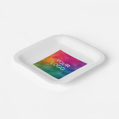 会社のビジネスロゴをここにアップロード文字 カスタム ペーパープレート (傾斜あり)